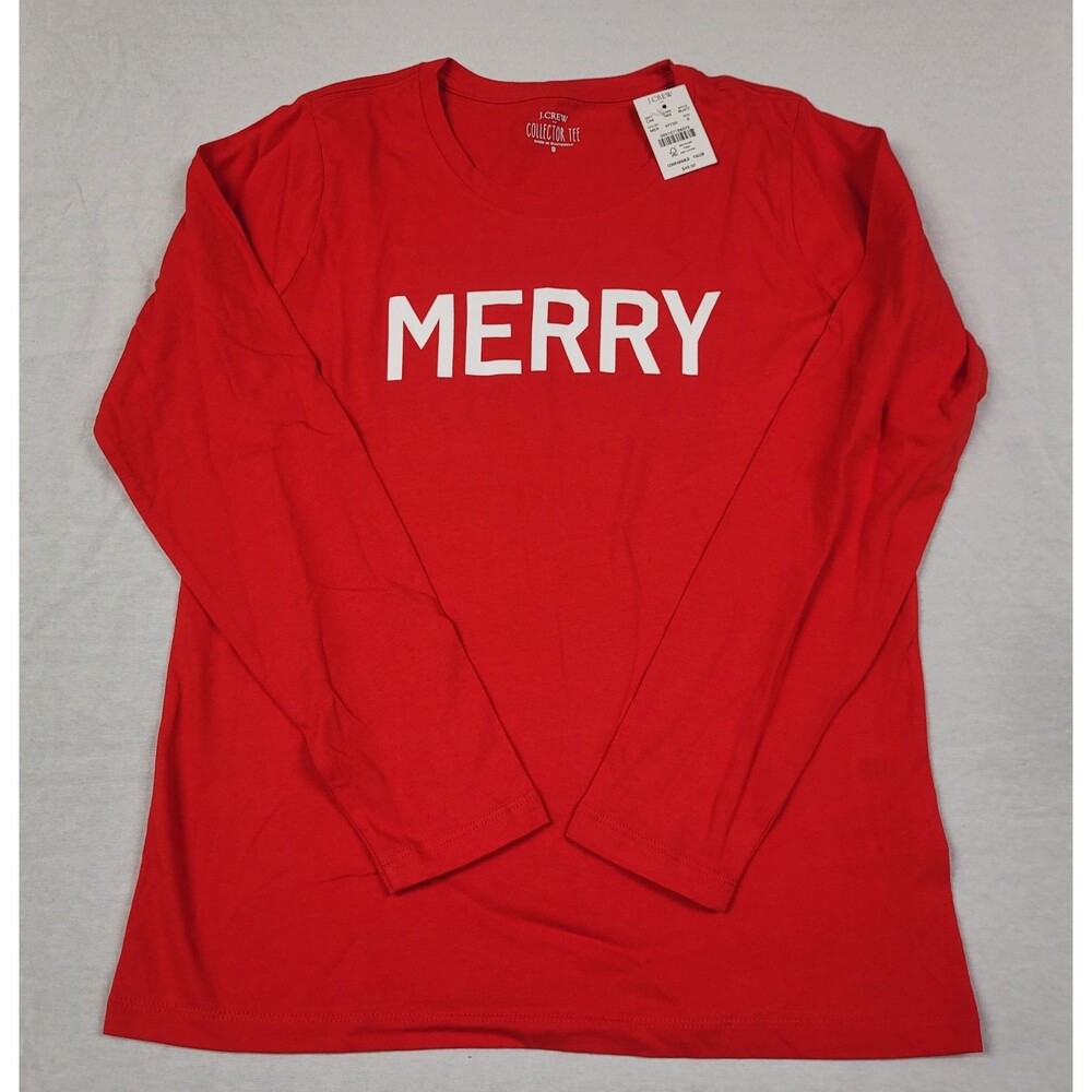 J. Crew Collector Tee Women's Red "Merry" Long Sleeve Tee NWT Size S